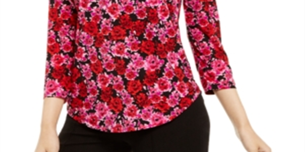 INC International Concepts Top feminino com alças e estampa floral, preto, tamanho X-S