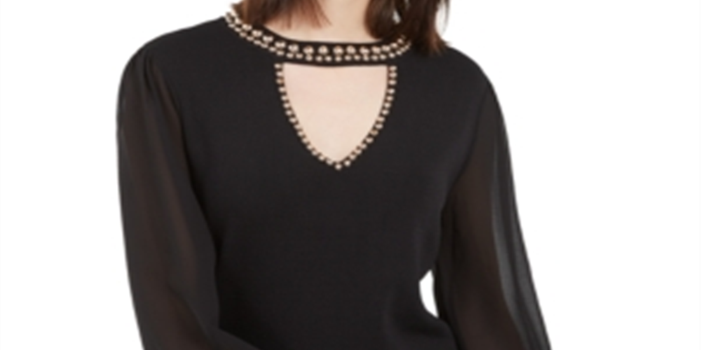 Suéter feminino com tachas e buraco de fechadura da INC International Concepts, preto, tamanho M
