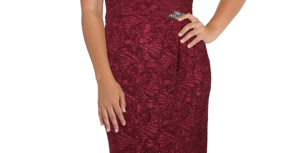 Vestido de noite longo sem mangas Alex Evenings feminino, vermelho, tamanho 14