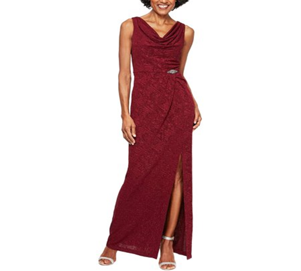 Vestido de noite longo sem mangas Alex Evenings feminino, vermelho, tamanho 14