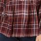 Blusa feminina xadrez manga longa com botões estilo &amp; co, roxa, tamanho extrapequeno