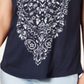 Camiseta feminina estampada com decote em V estilo &amp; co, azul, tamanho pequeno P