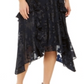 INC International Concepts Vestido de festa feminino com babados metálicos, sem mangas, decote em V, midi, azul, tamanho extragrande