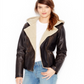 Jaqueta casual de couro sintético para motocicleta Levi's feminina, marrom, tamanho P
