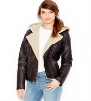 Levi's Women's Faux Leather Motorcycle Casual Jacket Brown Size S