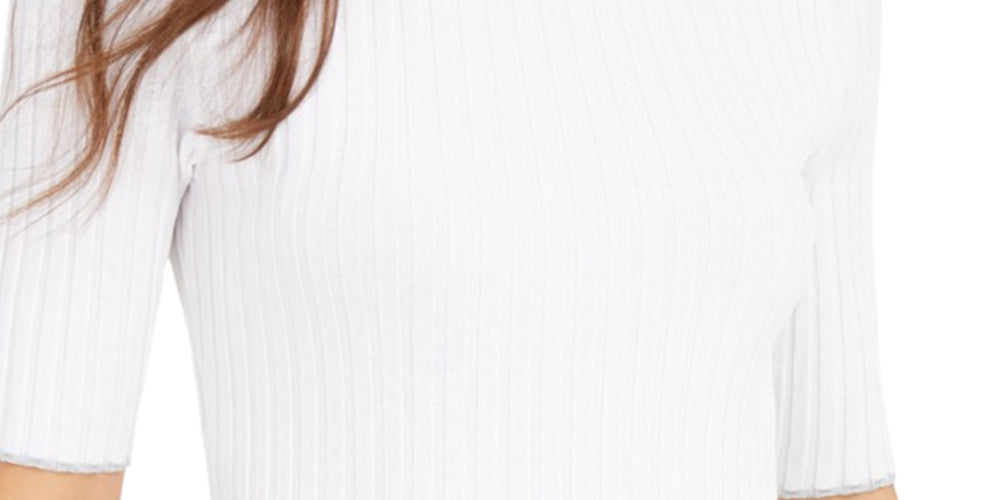 Suéter feminino canelado INC International Concepts, branco, tamanho médio