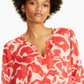 Blusa túnica feminina Alfani com estampa transparente, manga comprida, decote em V, vermelha, tamanho médio
