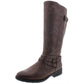 Botas de montaria altas Baretraps Alysha de couro sintético femininas, tamanho 5 M, cinza-claro