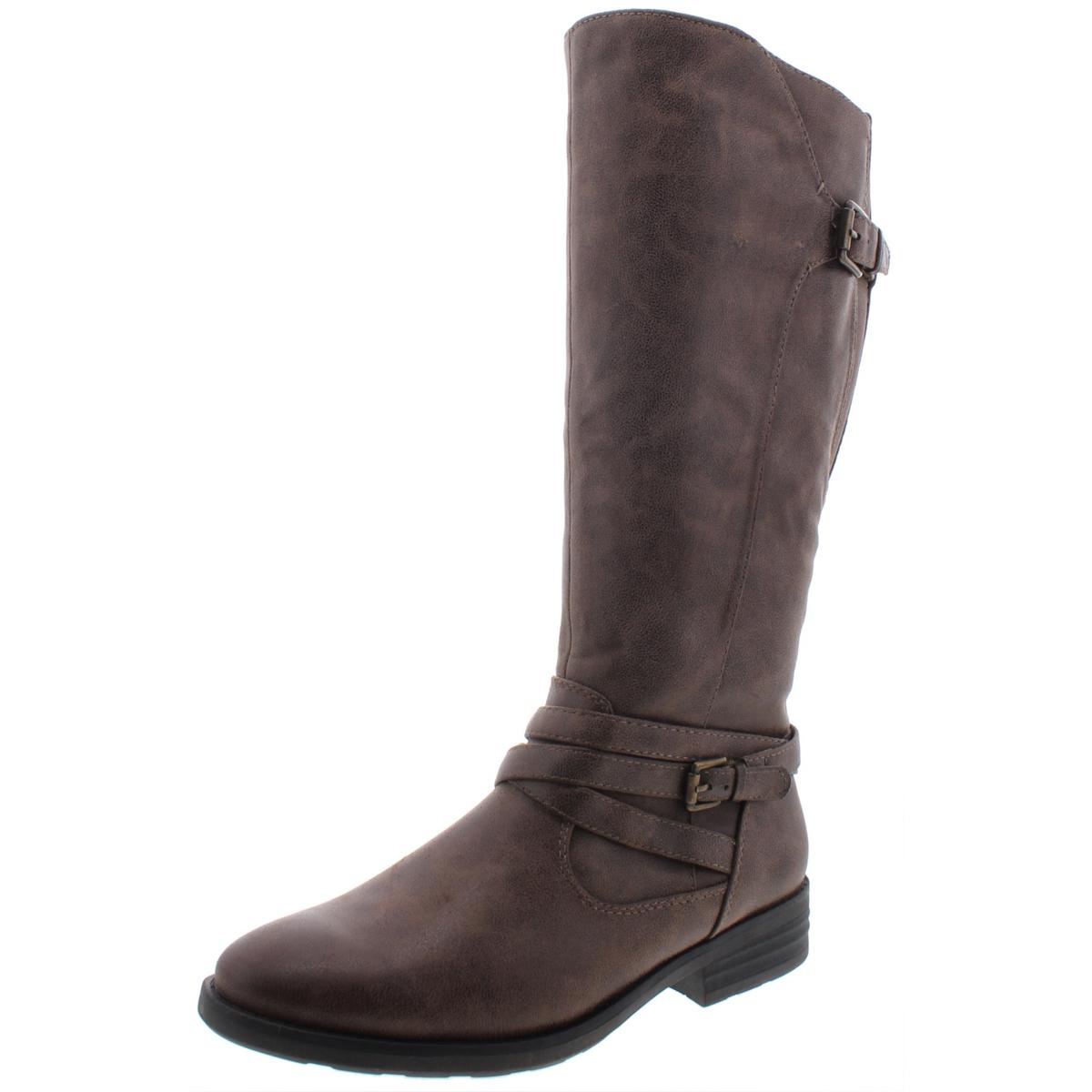 Botas de montaria altas Baretraps Alysha de couro sintético femininas, tamanho 5 M, cinza-claro