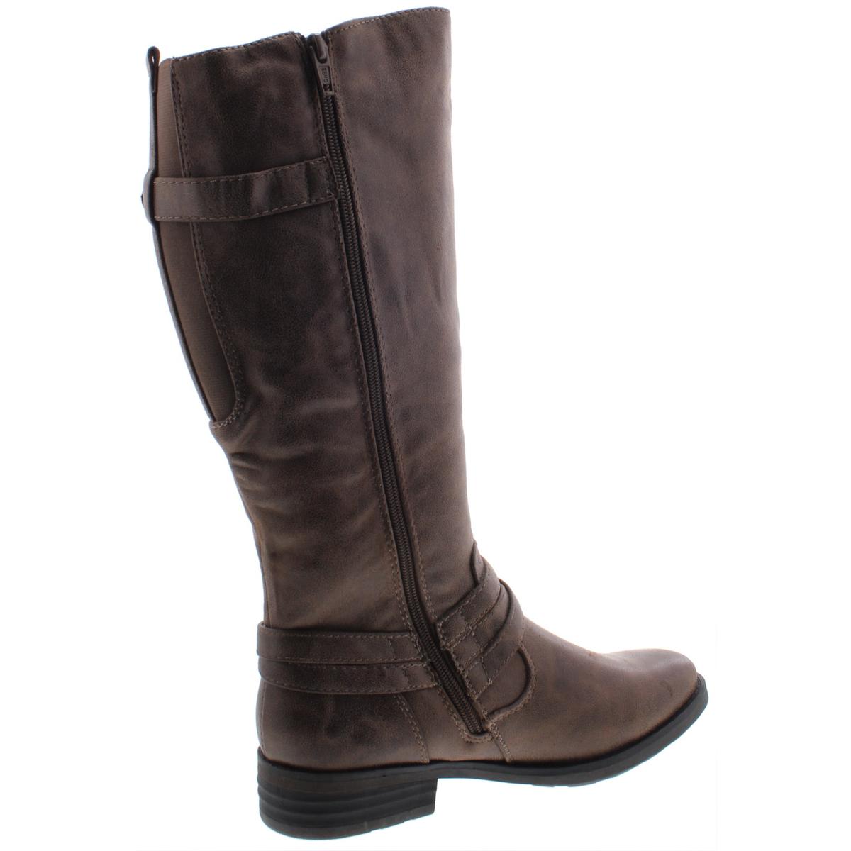 Botas de montaria altas Baretraps Alysha de couro sintético femininas, tamanho 5 M, cinza-claro
