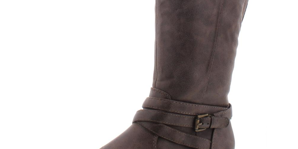 Botas de montaria altas Baretraps Alysha de couro sintético femininas, tamanho 5 M, cinza-claro
