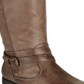 Botas de montaria altas Baretraps Alysha de couro sintético femininas, tamanho 5 M, cinza-claro