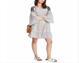 Vestido curto bordado Lola feminino Free People, branco, tamanho médio