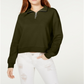 Blusa de malha waffle infantil Crave Fame com zíper, tamanho médio, verde