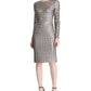 Vestido de coquetel acolchoado com lantejoulas Ralph Lauren feminino, marrom, tamanho 12