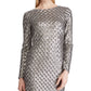 Vestido de coquetel acolchoado com lantejoulas Ralph Lauren feminino, marrom, tamanho 12