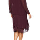 Vestido e jaqueta plus size SL Fashions femininos, cor vinho, tamanho 14W