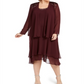 Vestido e jaqueta plus size SL Fashions femininos, cor vinho, tamanho 14W