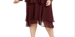 Vestido e jaqueta plus size SL Fashions femininos, cor vinho, tamanho 14W