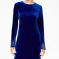 Vestido de coquetel curto Calvin Klein feminino, manga longa, azul, tamanho 8