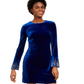 Vestido de coquetel curto Calvin Klein feminino, manga longa, azul, tamanho 8