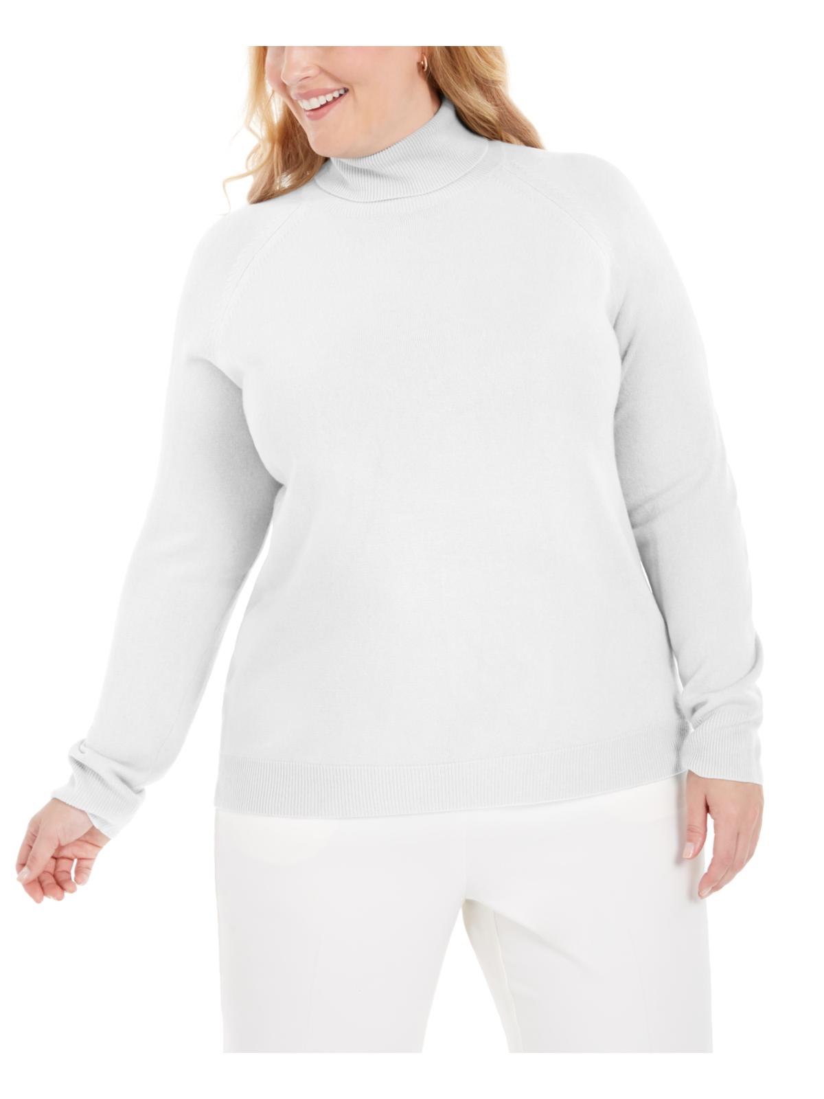 Karen Scott Suéter Feminino Plus Gola Alta Luxsoft Branco Tamanho 0X