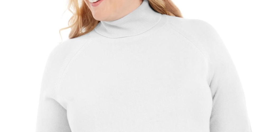 Karen Scott Suéter Feminino Plus Gola Alta Luxsoft Branco Tamanho 0X