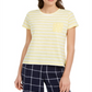 Camiseta listrada feminina Maison Jules, amarela, tamanho médio