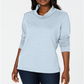Karen Scott Top esportivo feminino com gola alta, azul, tamanho grande