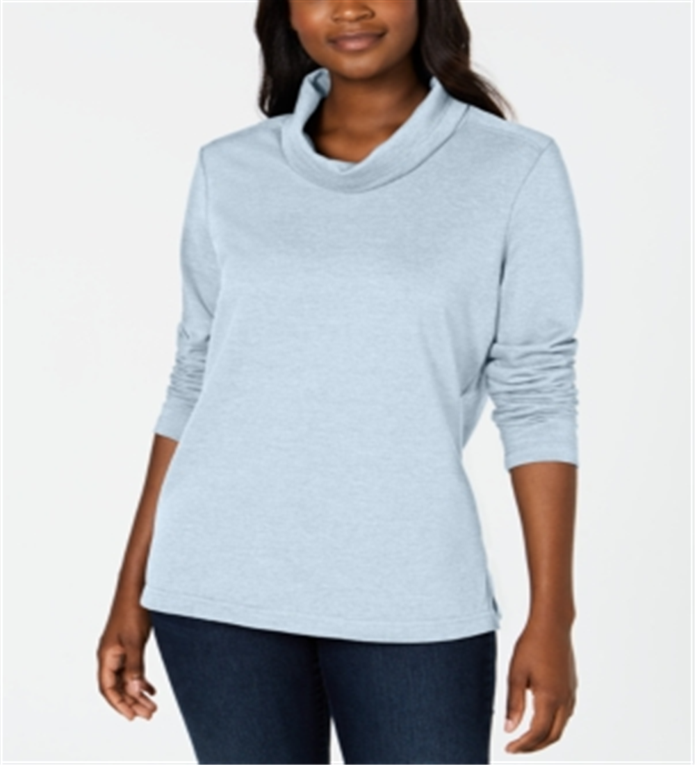 Karen Scott Top esportivo feminino com gola alta, azul, tamanho grande