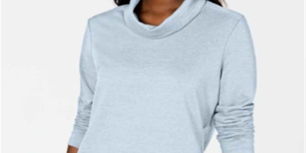 Karen Scott Top esportivo feminino com gola alta, azul, tamanho grande