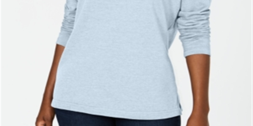 Karen Scott Top esportivo feminino com gola alta, azul, tamanho grande