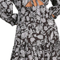 Vestido curto Elan com estampa floral e recortes, preto