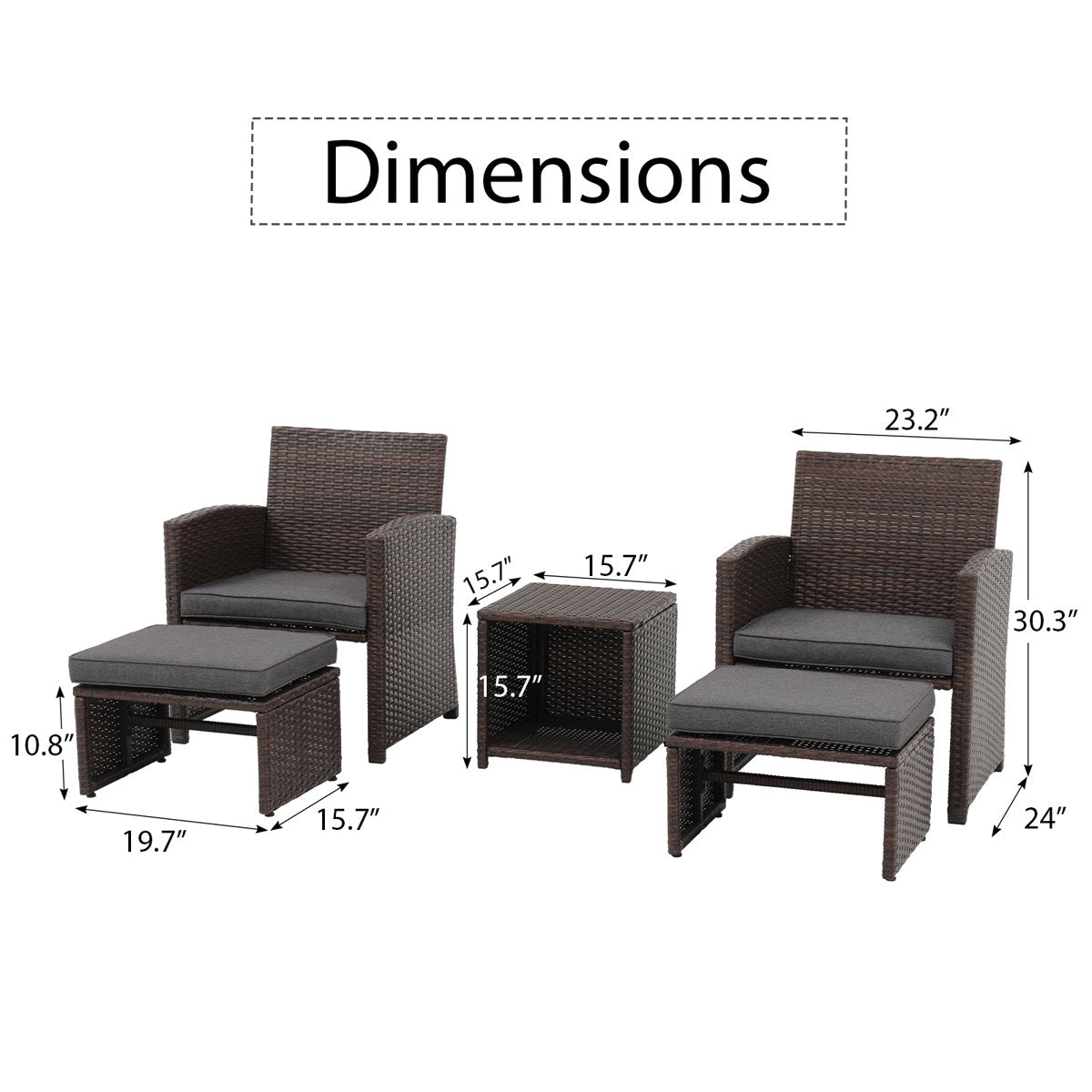 5 Piece Rattan Seating Group