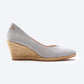 Espadrille Wedges com corte em V em lona com rosas