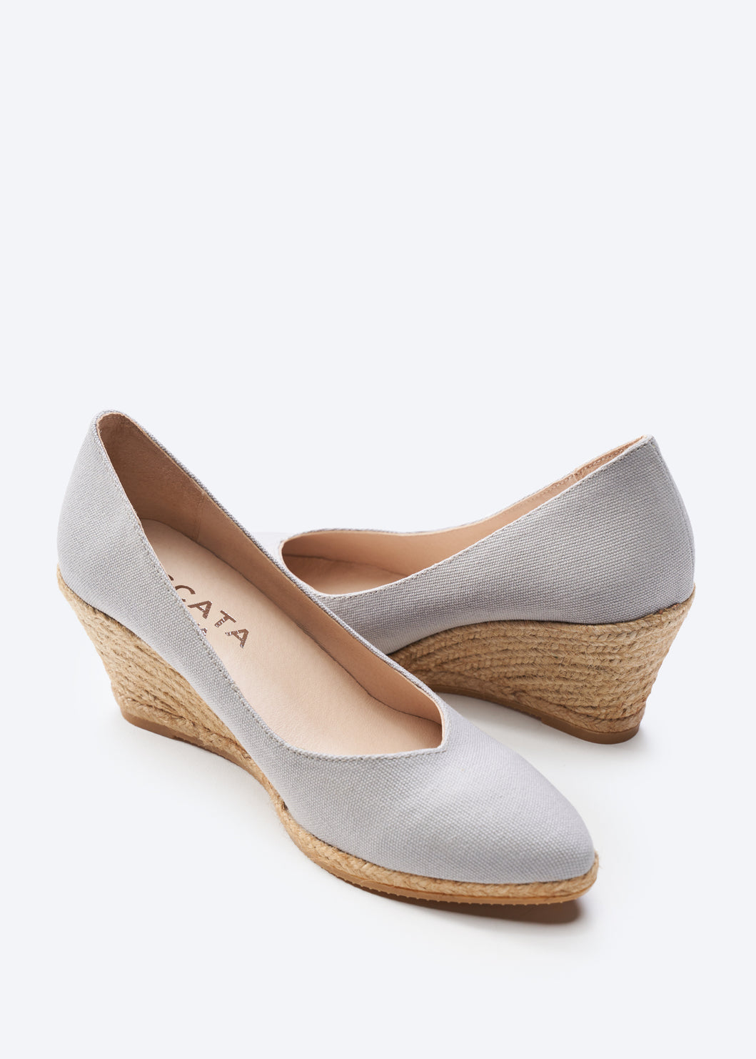 Espadrille Wedges com corte em V em lona com rosas