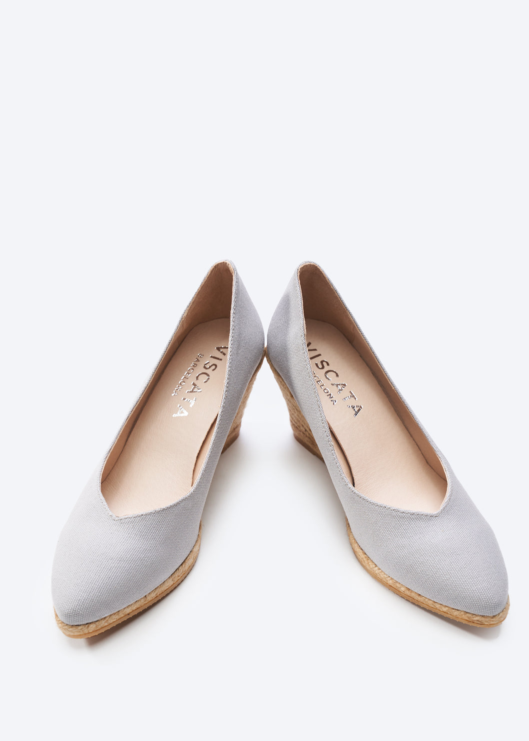 Espadrille Wedges com corte em V em lona com rosas