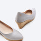 Espadrille Wedges com corte em V em lona com rosas