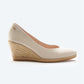 Espadrille Wedges com corte em V em lona com rosas