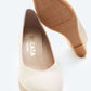 Espadrille Wedges com corte em V em lona com rosas