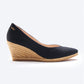 Espadrille Wedges com corte em V em lona com rosas