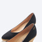 Espadrille Wedges com corte em V em lona com rosas