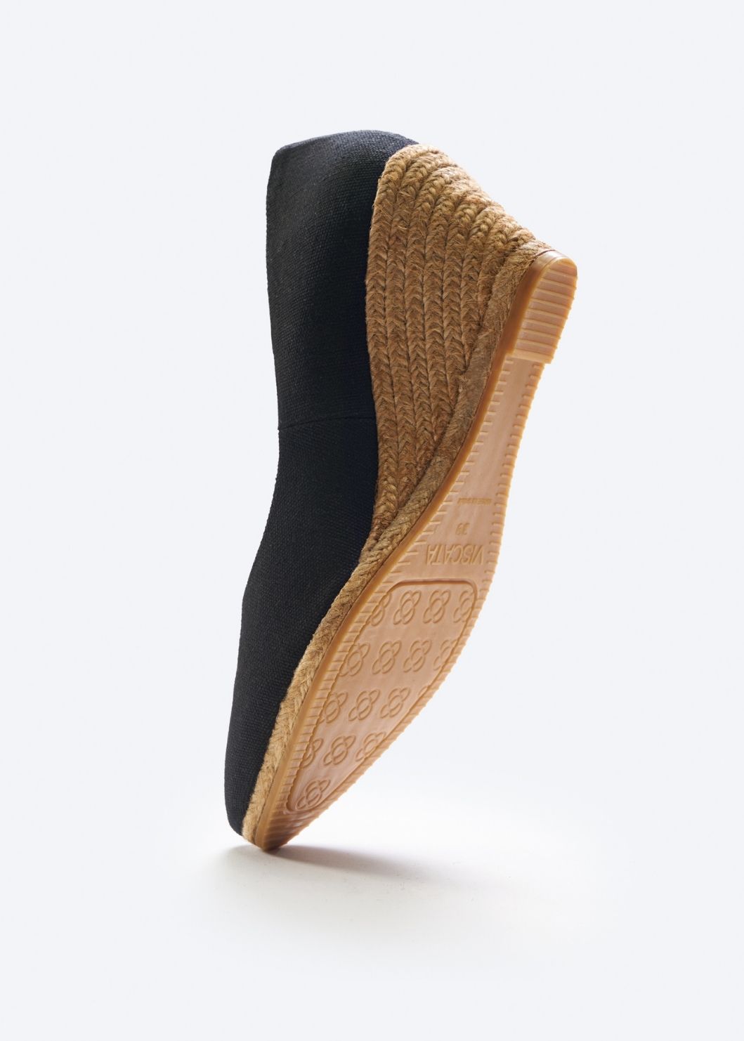 Espadrille Wedges com corte em V em lona com rosas
