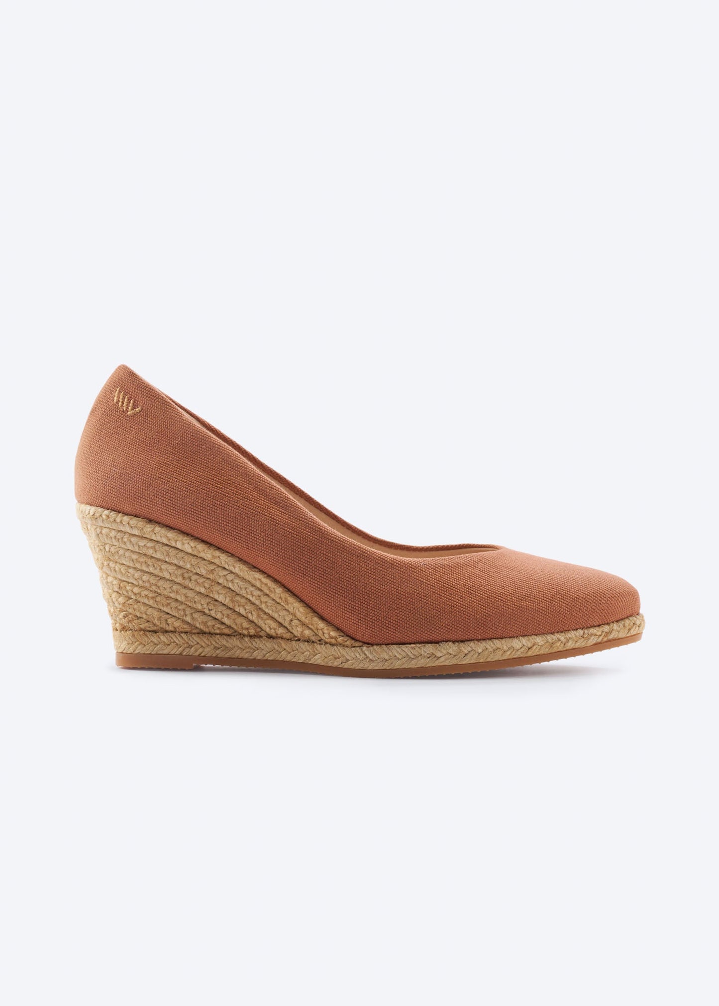 Espadrille Wedges com corte em V em lona com rosas
