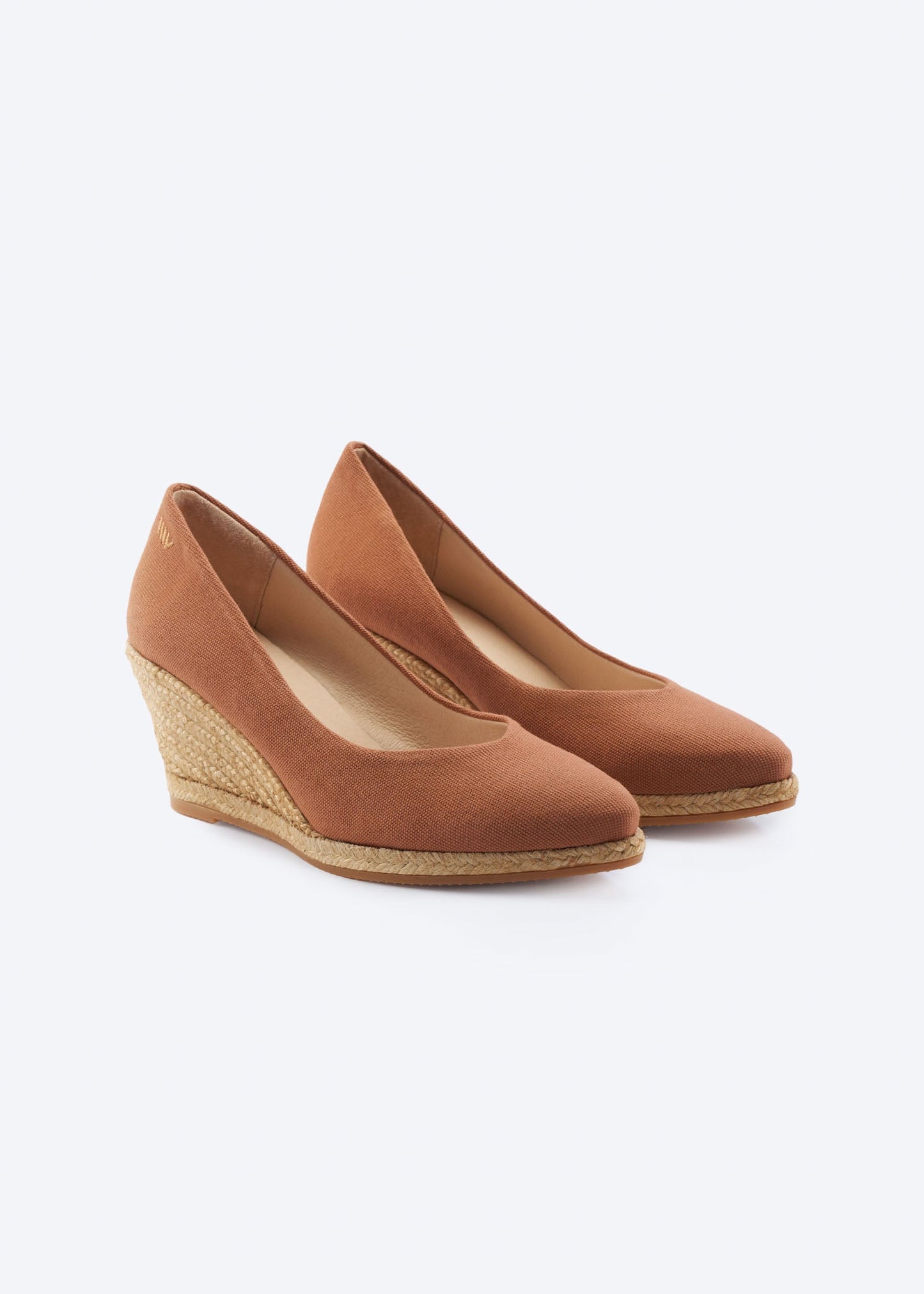Espadrille Wedges com corte em V em lona com rosas