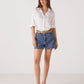 Espadrille Wedges com corte em V em lona com rosas
