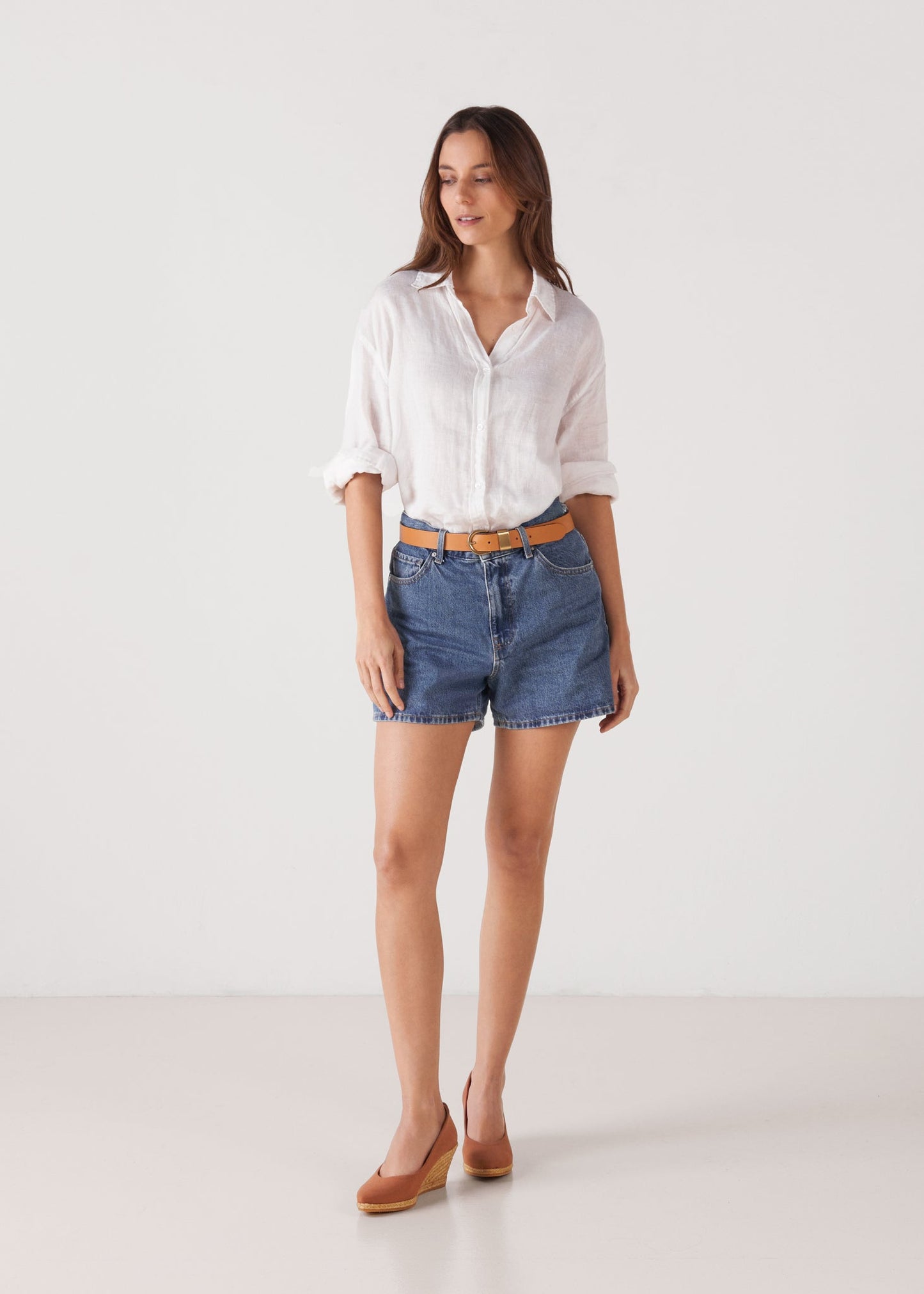 Espadrille Wedges com corte em V em lona com rosas
