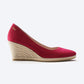 Espadrille Wedges com corte em V em lona com rosas