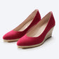 Espadrille Wedges com corte em V em lona com rosas