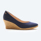 Espadrille Wedges com corte em V em lona com rosas